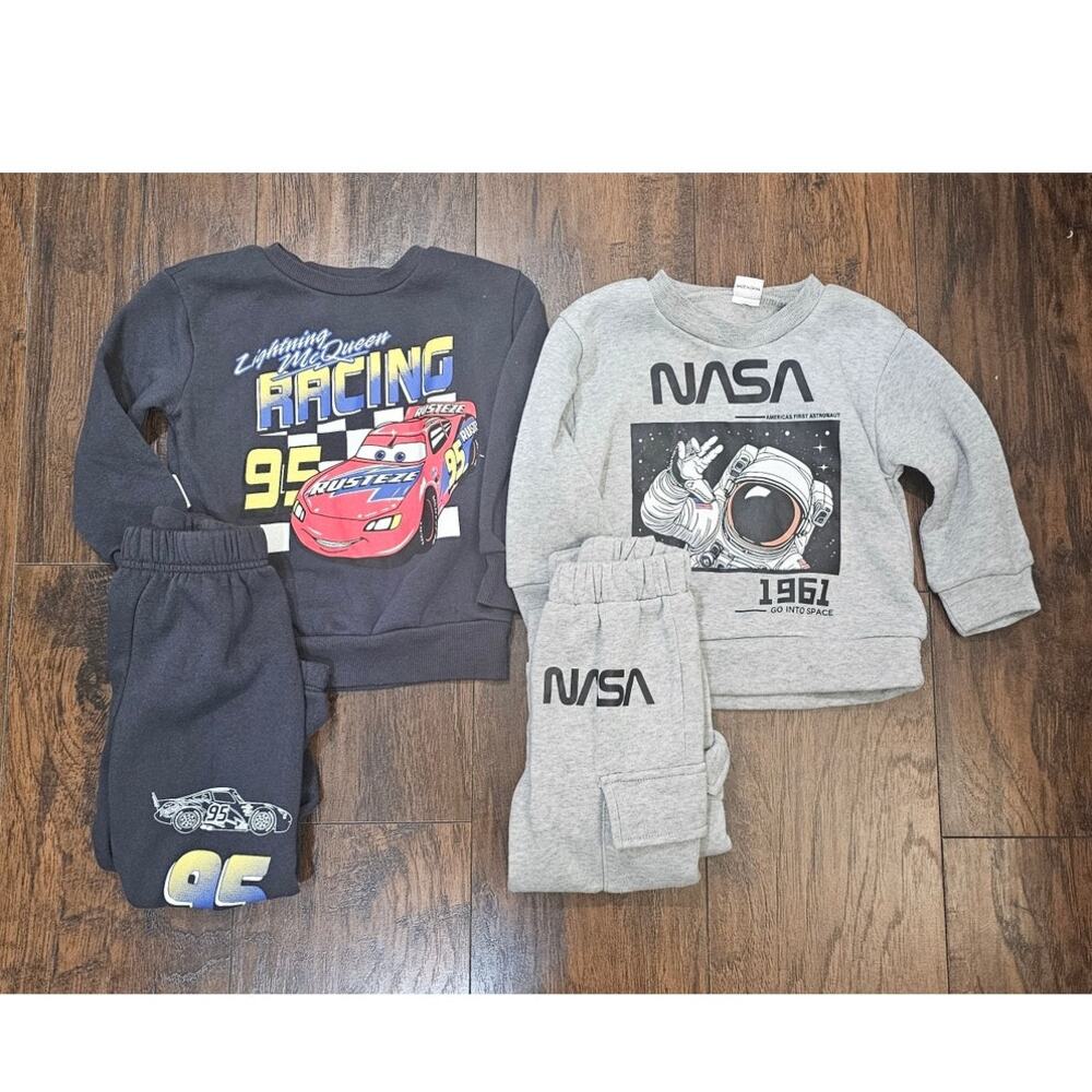 Cars & Nasa Bundle Size 2-3T Toddler boys Sweatsuits Gray Blue